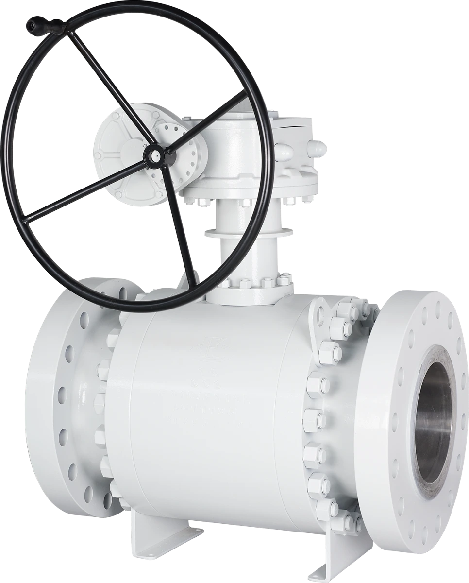 Flanged ball valve with manual gearbox