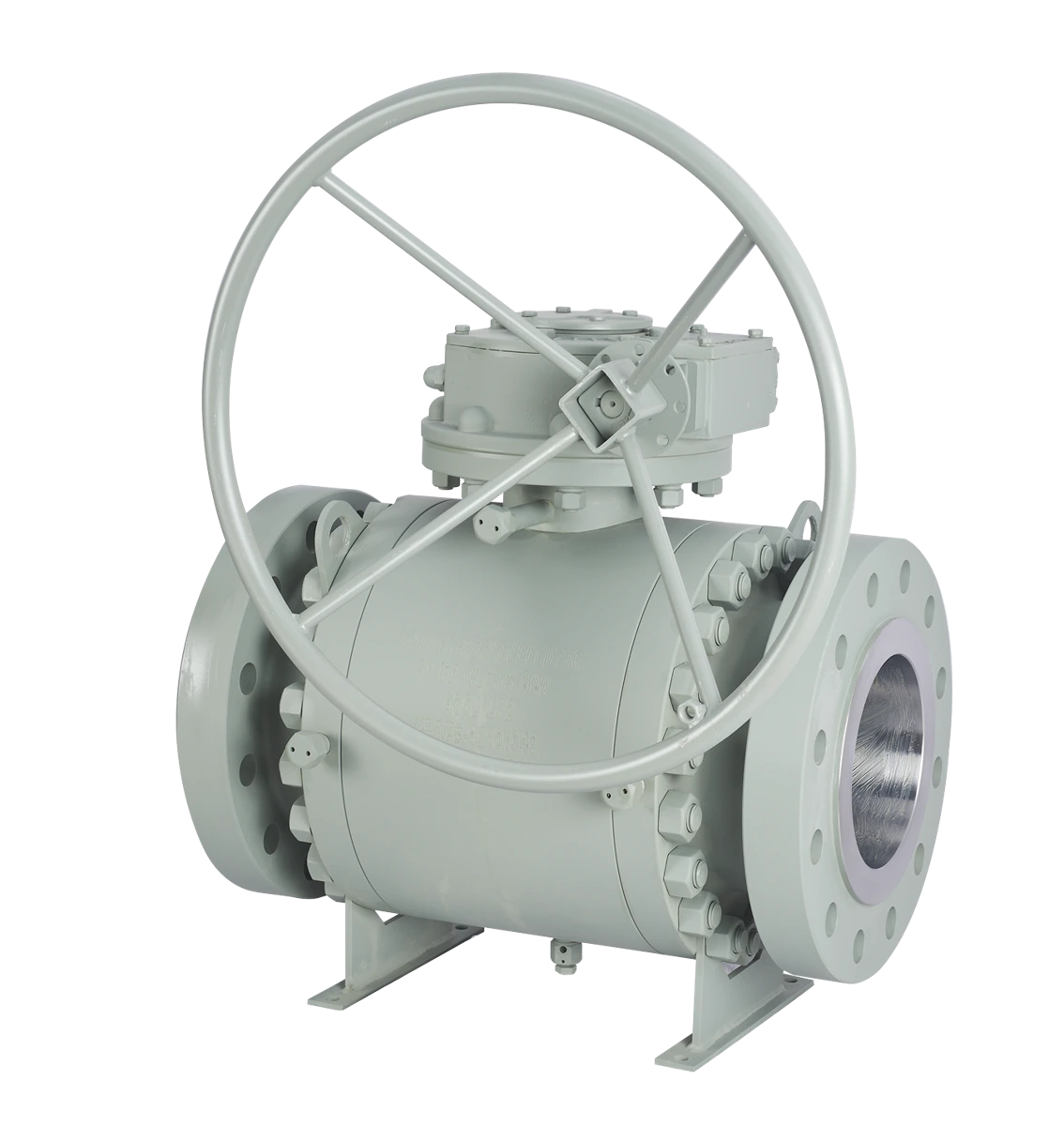 Trunnion-mounted ball valve with manual gearbox
