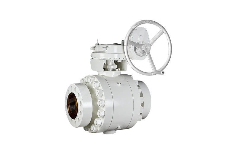 Trunnion-mounted ball valve with manual gearbox